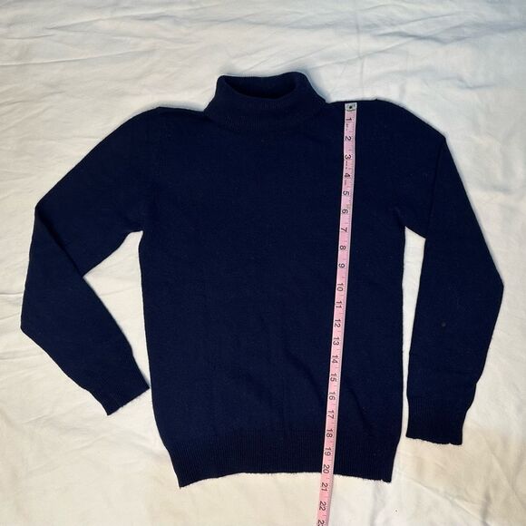 Vintage 100% Cashmere Turtleneck Sweater Navy Blue Scottish Spun Hong Kong Sz S - Picture 8 of 9